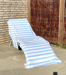 Solsängöverdrag - Randigt blått