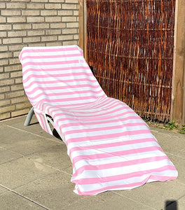 Solsängöverdrag - Randigt rosa