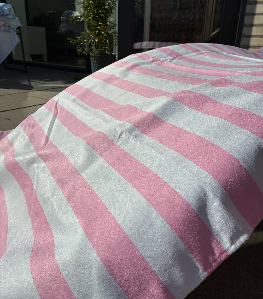 Solsängöverdrag - Randigt rosa